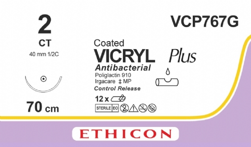 COATED VICRYL Plus Antibacterial (polyglactin 910) Suture<br/>Size: VICRYL PLUS<br/>Colour: 2<br/>Style: non cutting