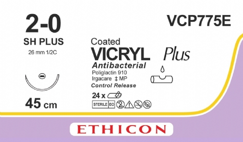 COATED VICRYL Plus Antibacterial (polyglactin 910) Suture<br/>Size: VICRYL PLUS<br/>Colour: 2-0<br/>Style: non cutting