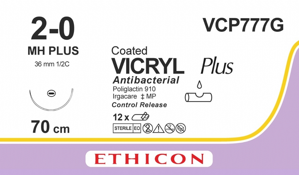 COATED VICRYL Plus Antibacterial (polyglactin 910) Suture<br/>Size: VICRYL PLUS<br/>Colour: 2-0<br/>Style: non cutting