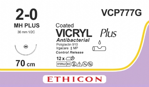 COATED VICRYL Plus Antibacterial (polyglactin 910) Suture<br/>Size: VICRYL PLUS<br/>Colour: 2-0<br/>Style: non cutting