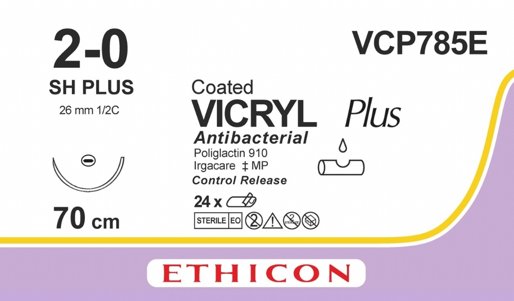 COATED VICRYL Plus Antibacterial (polyglactin 910) Suture<br/>Size: VICRYL PLUS<br/>Colour: 2-0<br/>Style: non cutting