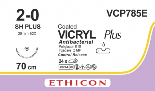 COATED VICRYL Plus Antibacterial (polyglactin 910) Suture<br/>Size: VICRYL PLUS<br/>Colour: 2-0<br/>Style: non cutting