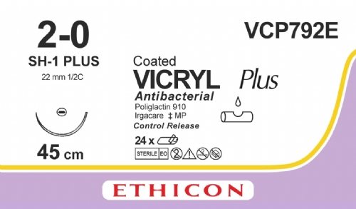 COATED VICRYL Plus Antibacterial (polyglactin 910) Suture<br/>Size: VICRYL PLUS<br/>Colour: 2-0<br/>Style: non cutting