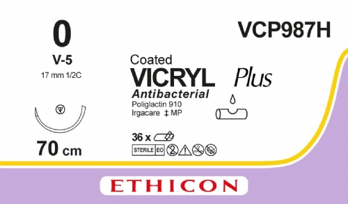 COATED VICRYL Plus Antibacterial (polyglactin 910) Suture<br/>Size: VICRYL PLUS<br/>Colour: 0<br/>Style: non cutting