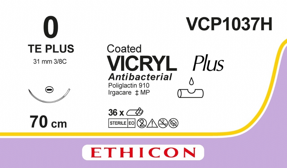 COATED VICRYL Plus Antibacterial (polyglactin 910) Suture<br/>Size: VICRYL PLUS<br/>Colour: 0<br/>Style: non cutting