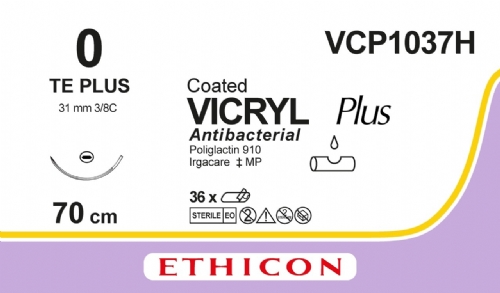 COATED VICRYL Plus Antibacterial (polyglactin 910) Suture<br/>Size: VICRYL PLUS<br/>Colour: 0<br/>Style: non cutting