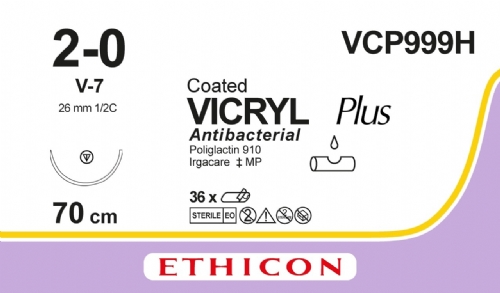 COATED VICRYL Plus Antibacterial (polyglactin 910) Suture<br/>Size: VICRYL PLUS<br/>Colour: 2-0<br/>Style: non cutting