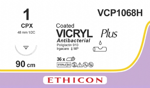 COATED VICRYL Plus Antibacterial (polyglactin 910) Suture<br/>Size: VICRYL PLUS<br/>Colour: 1<br/>Style: cutting