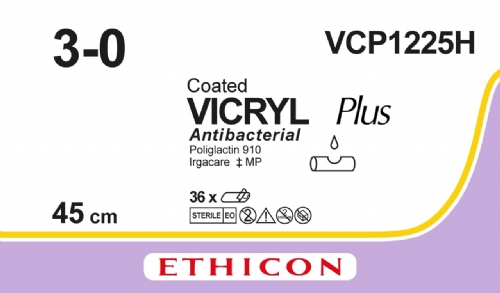 COATED VICRYL Plus Antibacterial (polyglactin 910) Suture<br/>Size: VICRYL PLUS<br/>Colour: 3-0<br/>Style: NA
