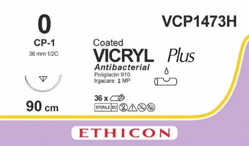 COATED VICRYL Plus Antibacterial (polyglactin 910) Suture<br/>Size: VICRYL PLUS<br/>Colour: 0<br/>Style: cutting