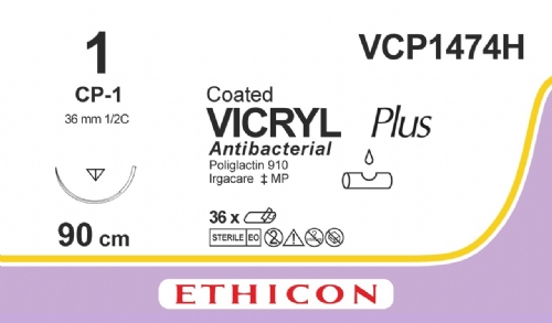 COATED VICRYL Plus Antibacterial (polyglactin 910) Suture<br/>Size: VICRYL PLUS<br/>Colour: 1<br/>Style: cutting