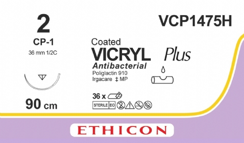 COATED VICRYL Plus Antibacterial (polyglactin 910) Suture<br/>Size: VICRYL PLUS<br/>Colour: 2<br/>Style: cutting
