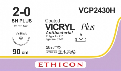 COATED VICRYL Plus Antibacterial (polyglactin 910) Suture<br/>Size: VICRYL PLUS<br/>Colour: 2-0<br/>Style: non cutting
