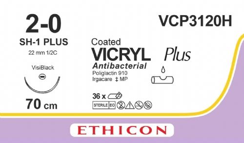 COATED VICRYL Plus Antibacterial (polyglactin 910) Suture<br/>Size: VICRYL PLUS<br/>Colour: 2-0<br/>Style: non cutting