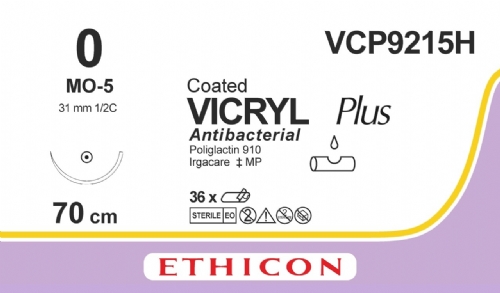 COATED VICRYL Plus Antibacterial (polyglactin 910) Suture<br/>Size: VICRYL PLUS<br/>Colour: 0<br/>Style: non cutting