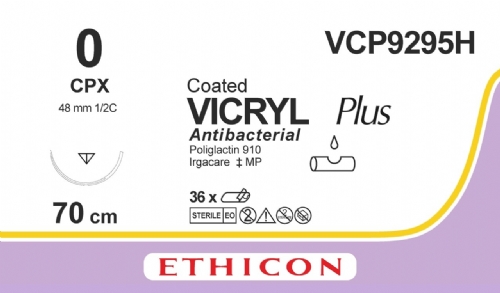 COATED VICRYL Plus Antibacterial (polyglactin 910) Suture<br/>Size: VICRYL PLUS<br/>Colour: 0<br/>Style: cutting