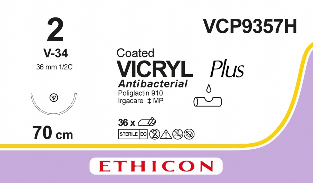 COATED VICRYL Plus Antibacterial (polyglactin 910) Suture<br/>Size: VICRYL PLUS<br/>Colour: 2<br/>Style: non cutting