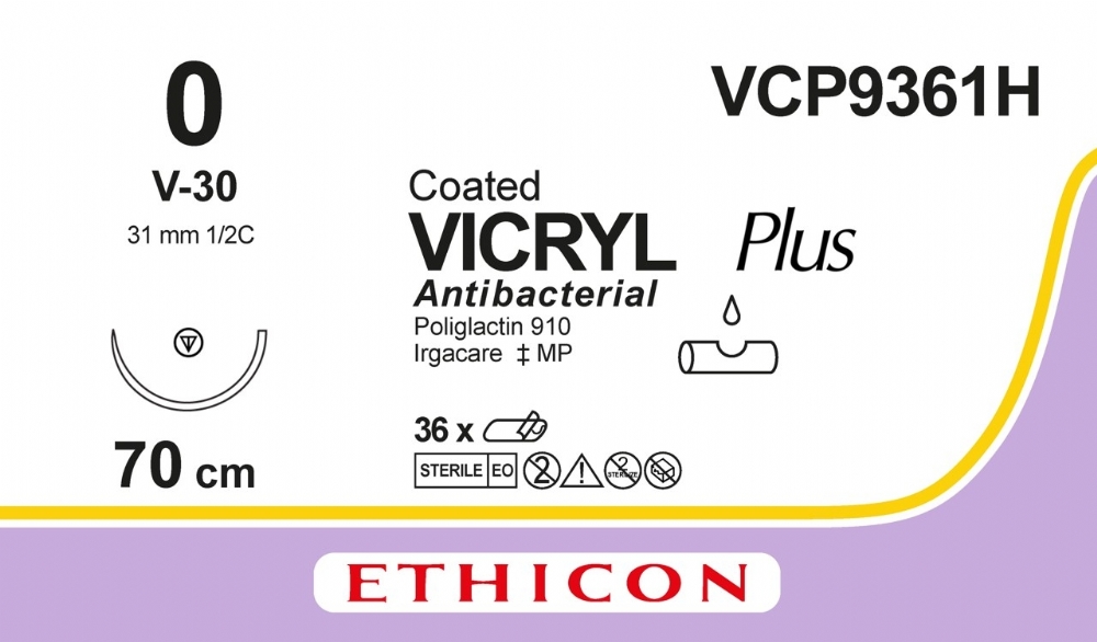 COATED VICRYL Plus Antibacterial (polyglactin 910) Suture<br/>Size: VICRYL PLUS<br/>Colour: 0<br/>Style: non cutting