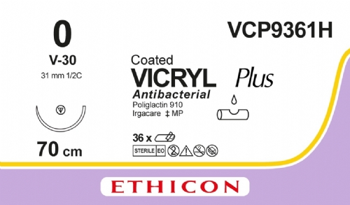 COATED VICRYL Plus Antibacterial (polyglactin 910) Suture<br/>Size: VICRYL PLUS<br/>Colour: 0<br/>Style: non cutting