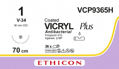 COATED VICRYL Plus Antibacterial (polyglactin 910) Suture<br/>Size: VICRYL PLUS<br/>Colour: 1<br/>Style: non cutting