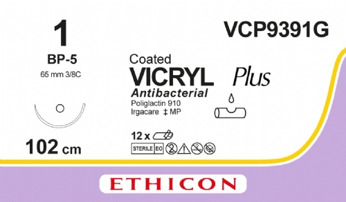 COATED VICRYL Plus Antibacterial (polyglactin 910) Suture<br/>Size: VICRYL PLUS<br/>Colour: 1<br/>Style: non cutting