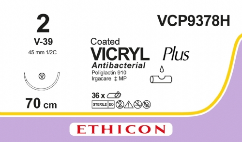 COATED VICRYL Plus Antibacterial (polyglactin 910) Suture<br/>Size: VICRYL PLUS<br/>Colour: 2<br/>Style: non cutting