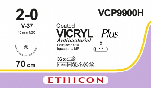 COATED VICRYL Plus Antibacterial (polyglactin 910) Suture<br/>Size: VICRYL PLUS<br/>Colour: 2-0<br/>Style: non cutting