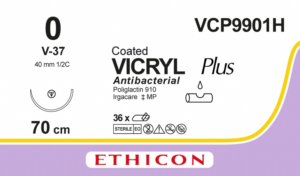 COATED VICRYL Plus Antibacterial (polyglactin 910) Suture<br/>Size: VICRYL PLUS<br/>Colour: 0<br/>Style: non cutting