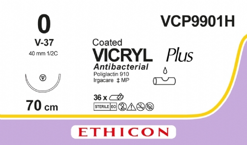 COATED VICRYL Plus Antibacterial (polyglactin 910) Suture<br/>Size: VICRYL PLUS<br/>Colour: 0<br/>Style: non cutting