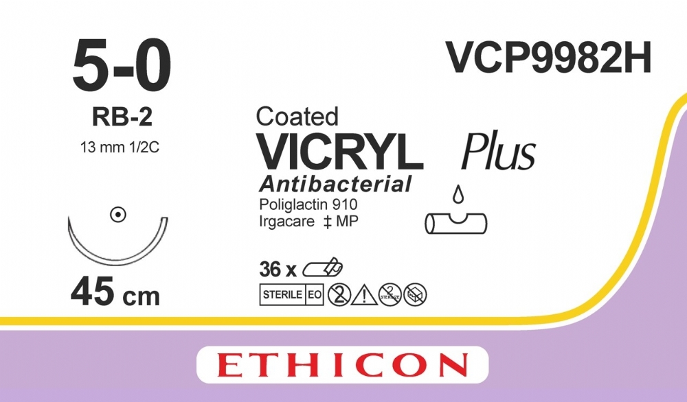 COATED VICRYL Plus Antibacterial (polyglactin 910) Suture<br/>Size: VICRYL PLUS<br/>Colour: 5-0<br/>Style: non cutting