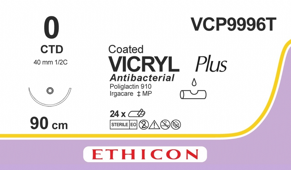 COATED VICRYL Plus Antibacterial (polyglactin 910) Suture<br/>Size: VICRYL PLUS<br/>Colour: 0<br/>Style: non cutting