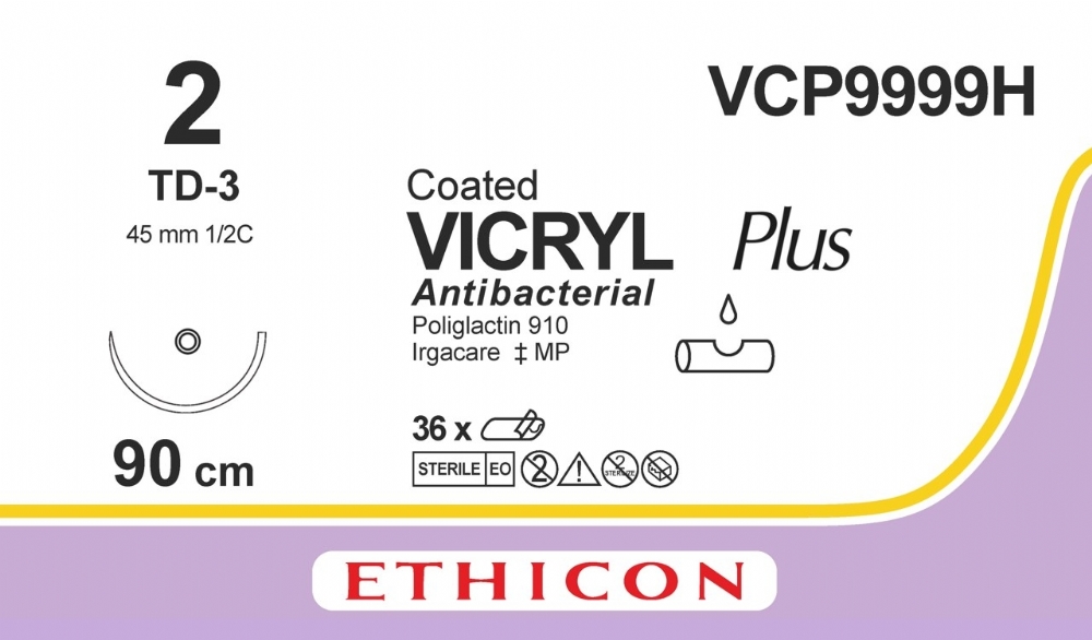 COATED VICRYL Plus Antibacterial (polyglactin 910) Suture<br/>Size: VICRYL PLUS<br/>Colour: 2<br/>Style: non cutting