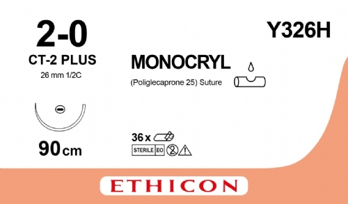 MONOCRYL (poliglecaprone 25) Suture<br/>Size: MONOCRYL<br/>Colour: 2-0<br/>Style: non cutting