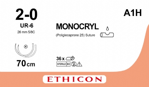 MONOCRYL (poliglecaprone 25) Suture<br/>Size: MONOCRYL<br/>Colour: 2-0<br/>Style: non cutting