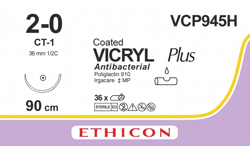 COATED VICRYL Plus Antibacterial (polyglactin 910) Suture<br/>Size: VICRYL PLUS<br/>Colour: 2-0<br/>Style: non cutting