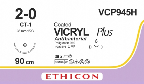 COATED VICRYL Plus Antibacterial (polyglactin 910) Suture<br/>Size: VICRYL PLUS<br/>Colour: 2-0<br/>Style: non cutting
