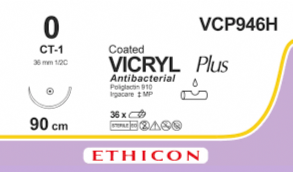 COATED VICRYL Plus Antibacterial (polyglactin 910) Suture<br/>Size: VICRYL PLUS<br/>Colour: 0<br/>Style: non cutting