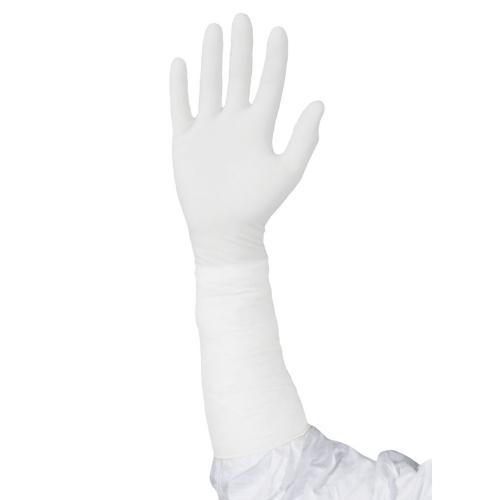 Polyco Healthline Nitrex CX400 Non-Sterile White Nitrile Cleanroom Gloves – 400mm Long Cuff, Latex Free PPE