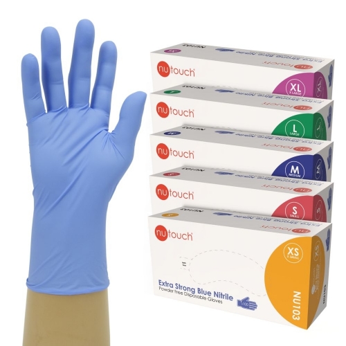 Nutouch Blue Extra Strong 9N Nitrile Powder Free Disposable Glove