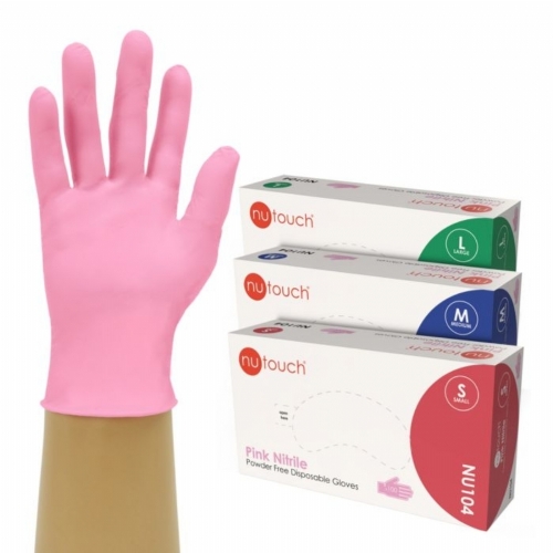 Nutouch Pink Nitrile Powder Free Disposable Glove