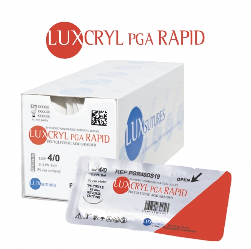 LUXCRYL PGA RAPID Braided Absorbable Surgical Suture (Violet) — USP 2/0 (EP 3), 90 cm, 1/2 Circle Taper-Cut Needle 36 mm
