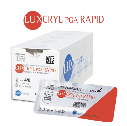 LUXCRYL PGA RAPID Braided Absorbable Surgical Suture (Violet) — USP 0 (EP 3.5), 90 cm, 1/2 Circle Taper Needle 40 mm