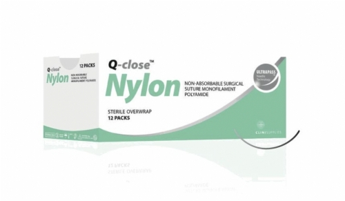 Q-close Nylon Non-Absorbable Monofilament Nylon Surgical Suture – USP 1 – 150 cm Loop – Black – 1/2 Circle Taper Point Heavy Wire 48 mm Needle (Box of 12)