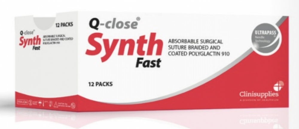 Q-close SYNTH Fast Absorbable Polyglactin 910 Suture – USP 4-0 – 45 cm – Undyed – Straight Cutting 45 mm Needle (Box of 12)
