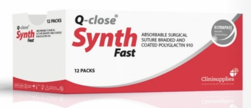 Q-close SYNTH Fast Absorbable Polyglactin 910 Suture – USP 3-0 – 75 cm – Undyed – 1/2 Circle Taper Point 22 mm Needle (Box of 12)