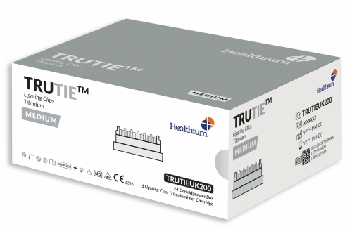 TRUTIE Medium Titanium Ligating Clips – White – 10.3 mm – 24 Cartridges (6 Clips per Cartridge)