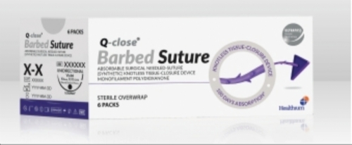 Q-close PDS Barbed Absorbable Polydioxanone Surgical Suture – USP 0 – 45 cm – Violet – 1/2 Circle Non-Cutting Taper Point 37 mm Needle (Box of 6)