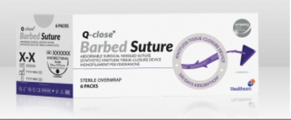 Q-close PDS Barbed Absorbable Polydioxanone Surgical Suture – USP 1 – 45 cm – Violet – 1/2 Circle Non-Cutting Taper Point Heavy Wire 48 mm Needle (Box of 6)
