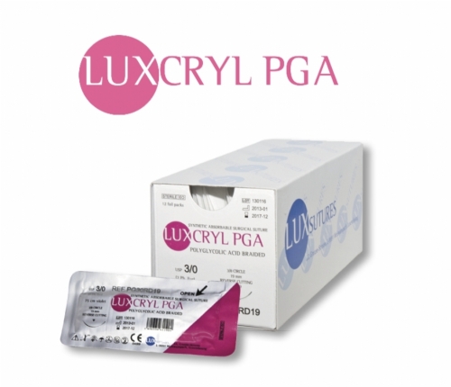 LUXCRYL PGA Polyglycolic Acid (PGA) Absorbable Braided Surgical Suture – USP 2/0 – 75 cm – Violet – DS 30 (30 mm) Reverse Cutting Needle (Box of 12)