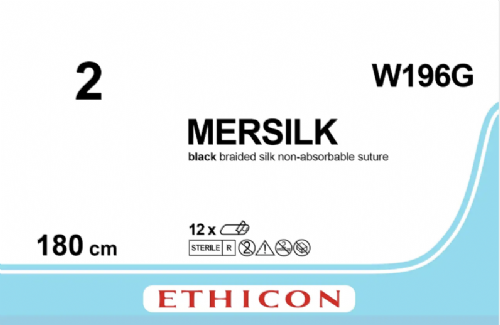 W196G Ethicon Silk Braided Non-Absorbable Medical Sutures USP 2-0 – 180cm – Black – No Needle (Box of 12) (W196G)